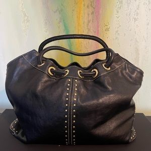 Michael Kors black large bag with gold studs